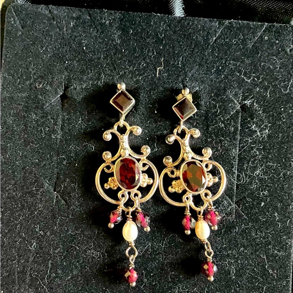 Sterling silver garnet earrings
